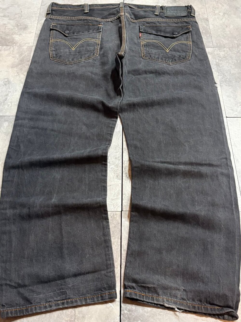 Levi's 569 Black Raw Denim Flap Jeans 40x32